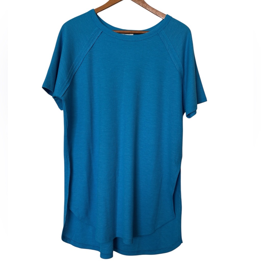 Zenana Blue Waffle Knit Women's Top L
